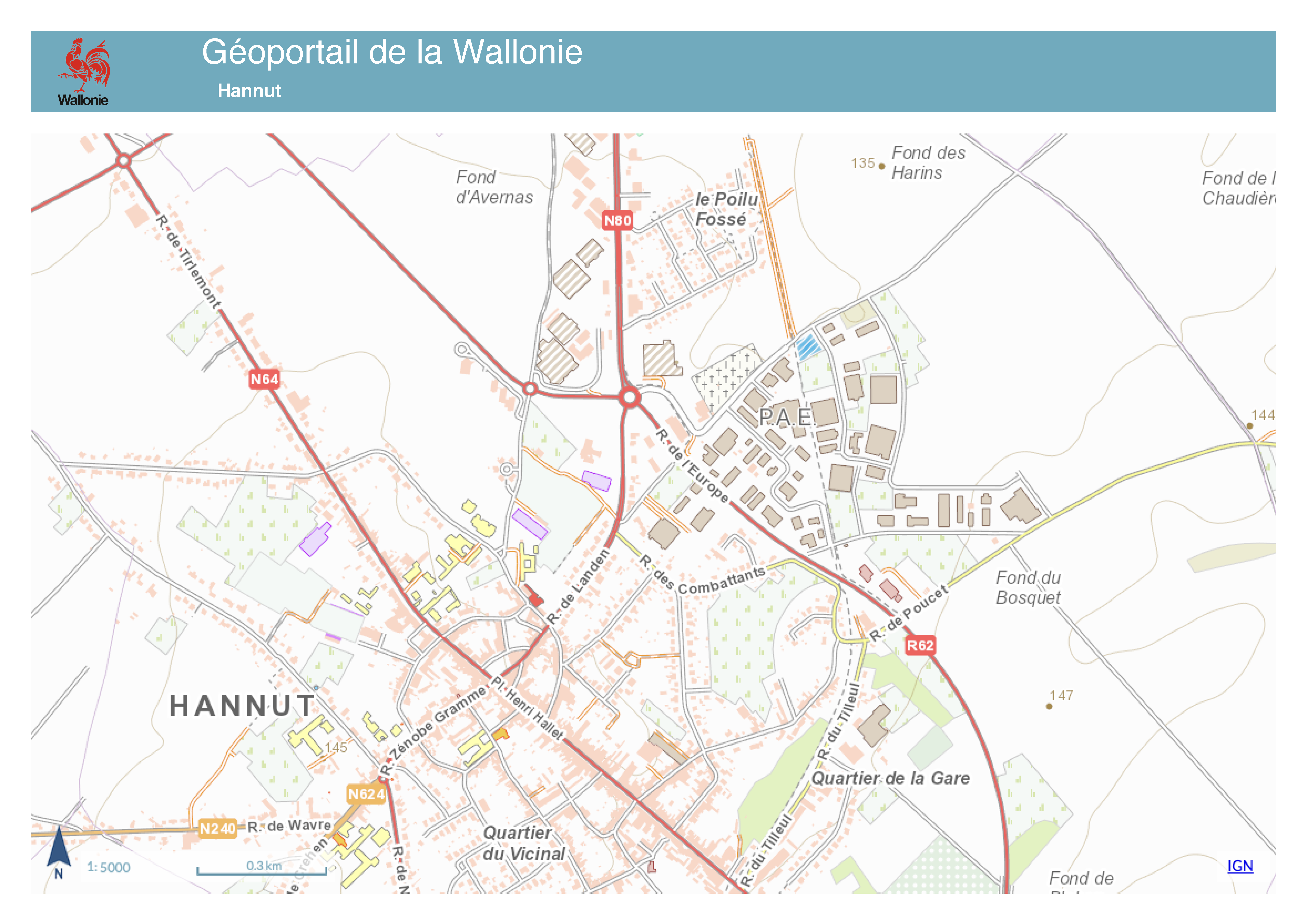 carte topographique Hannut
